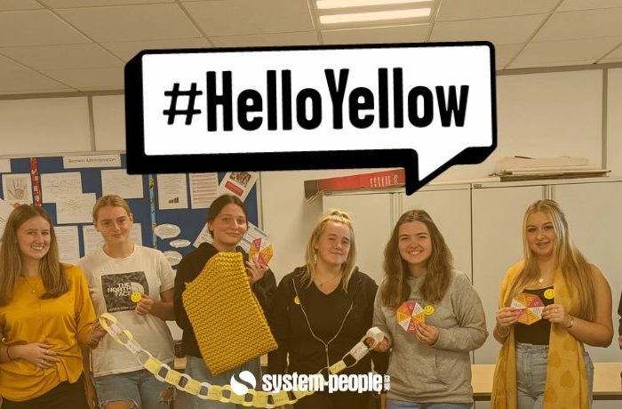Apprentices proudly wearing yellow with #HelloYellow