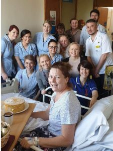 Suzanne Rowley in hospital celebrating her birthday