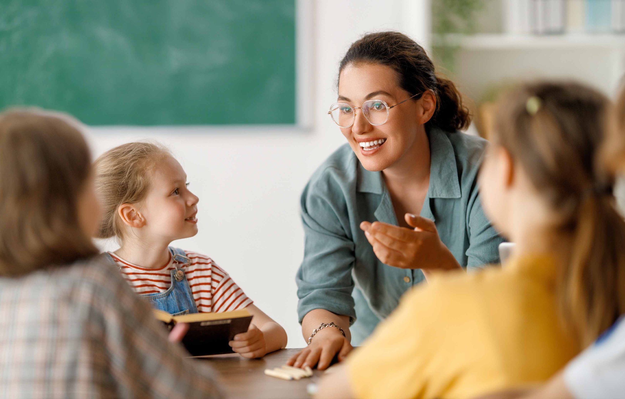Teacher with students