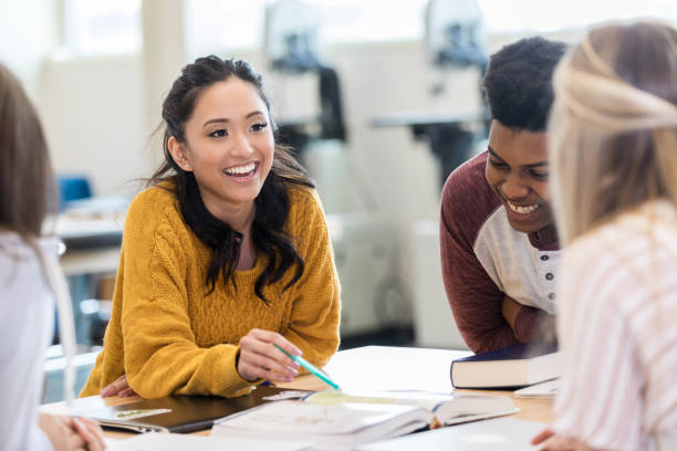 Teacher with students