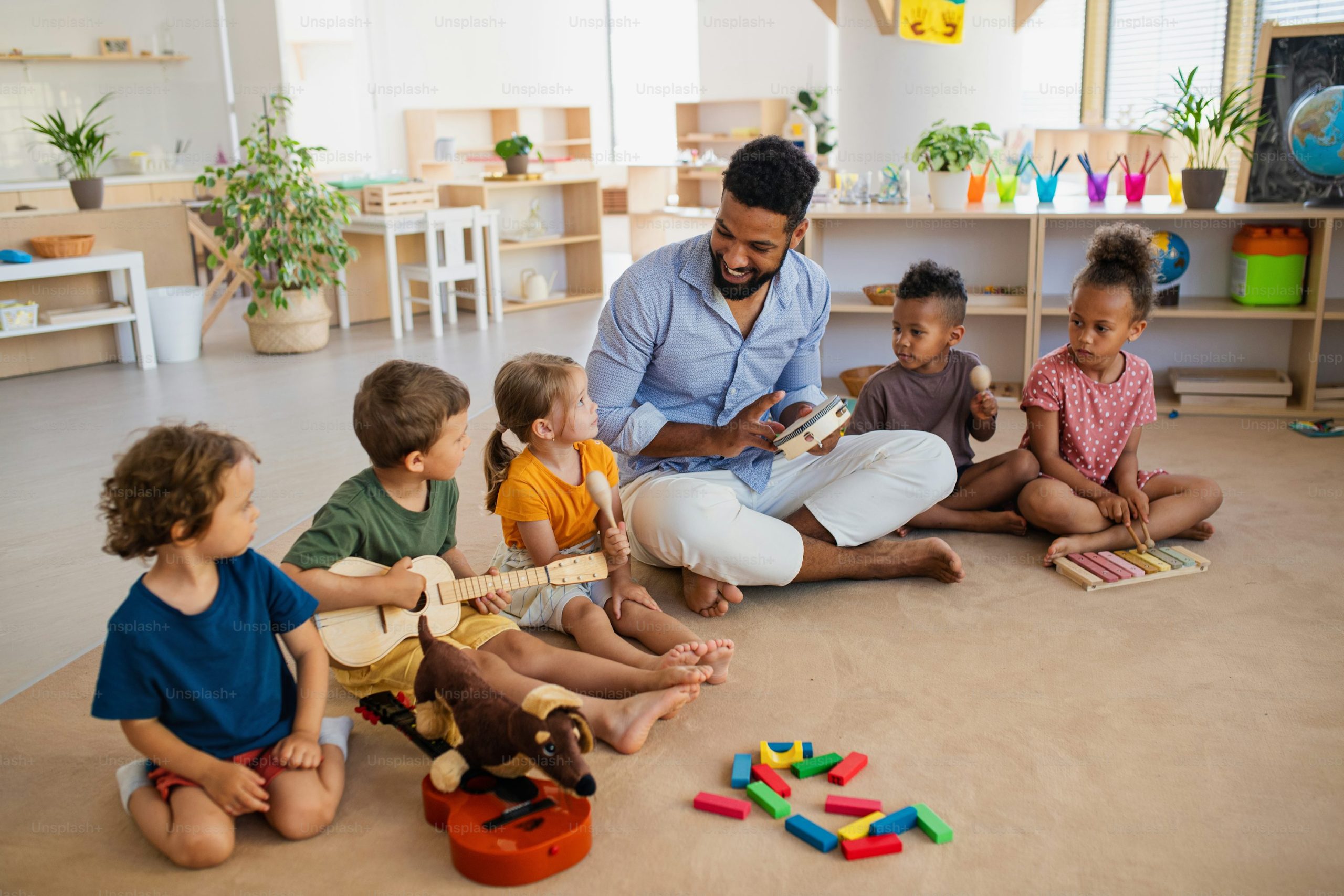 Teacher with students