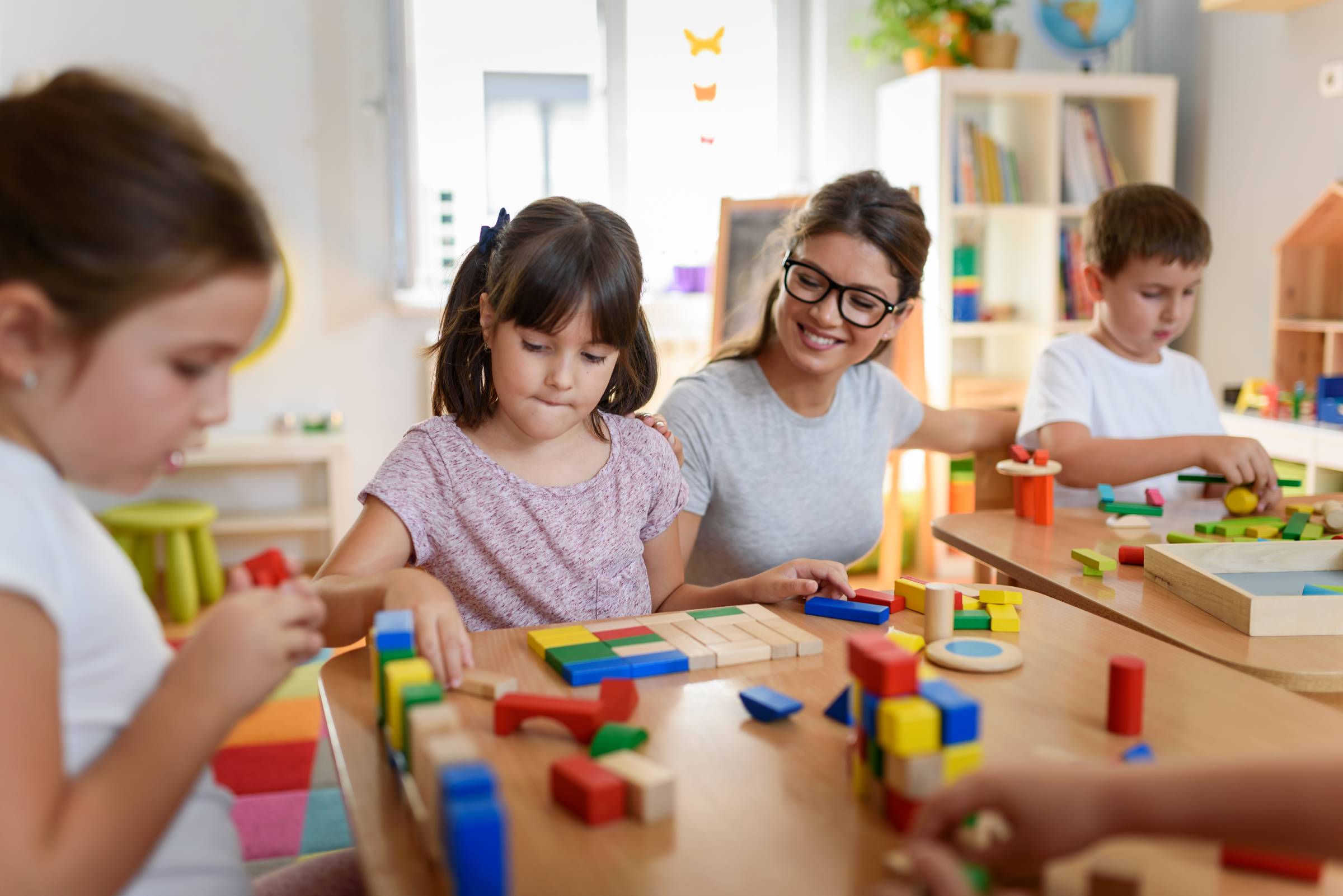 Teacher with students