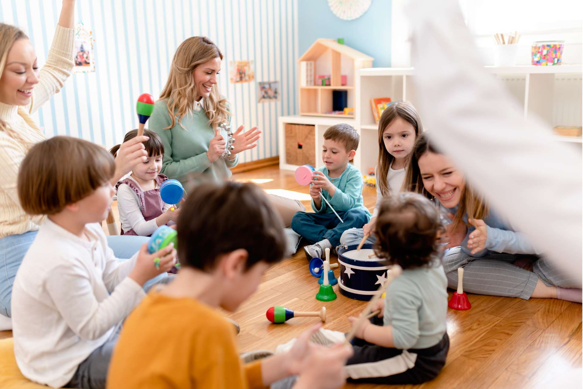 Teacher with students