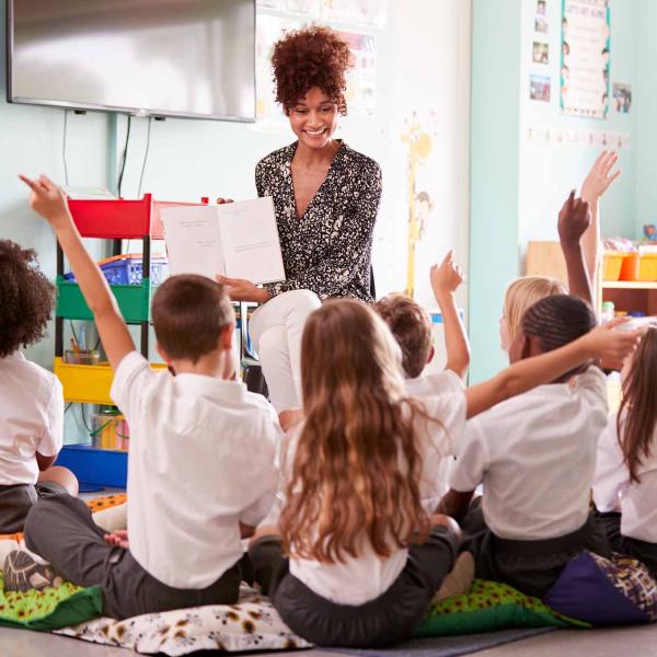 Teacher with students