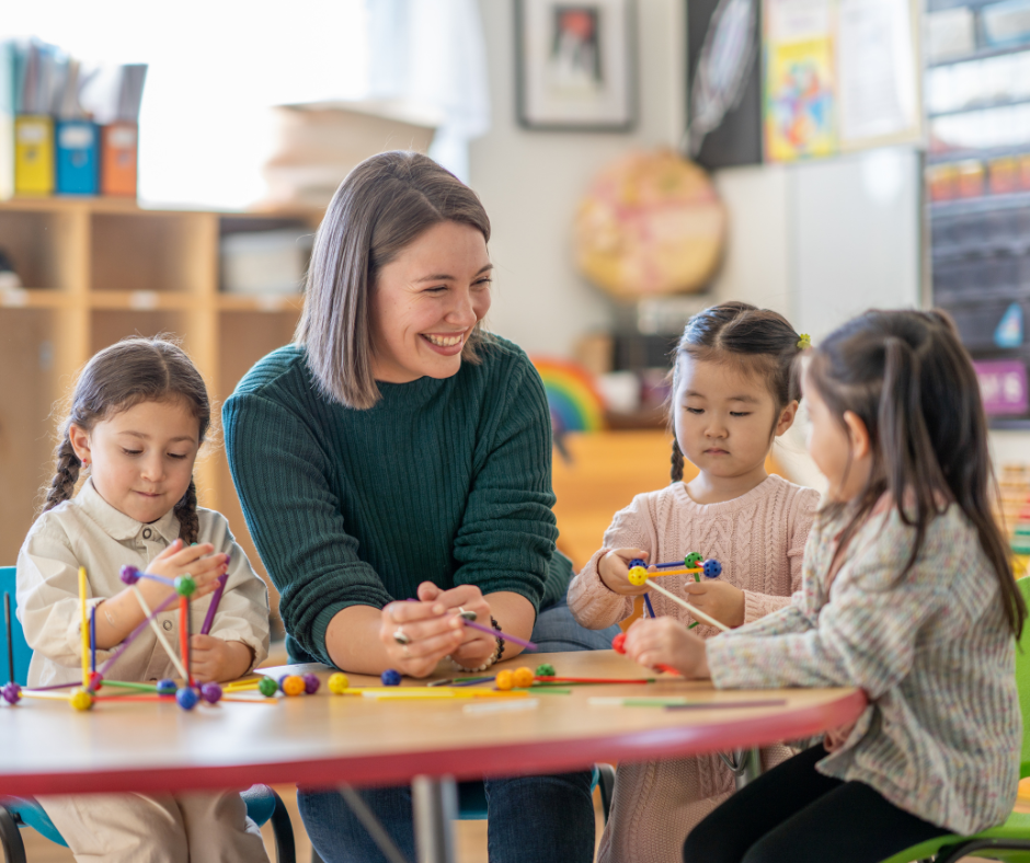 Teacher with students