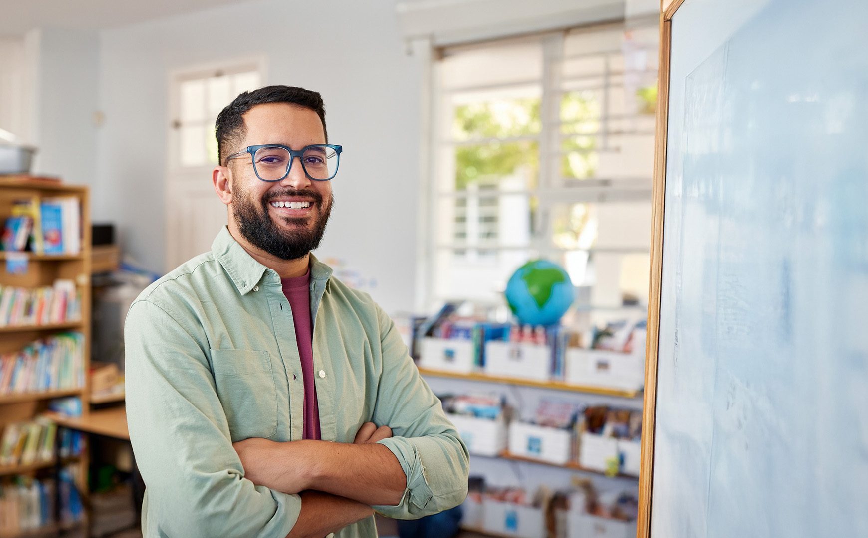 Teacher smiling