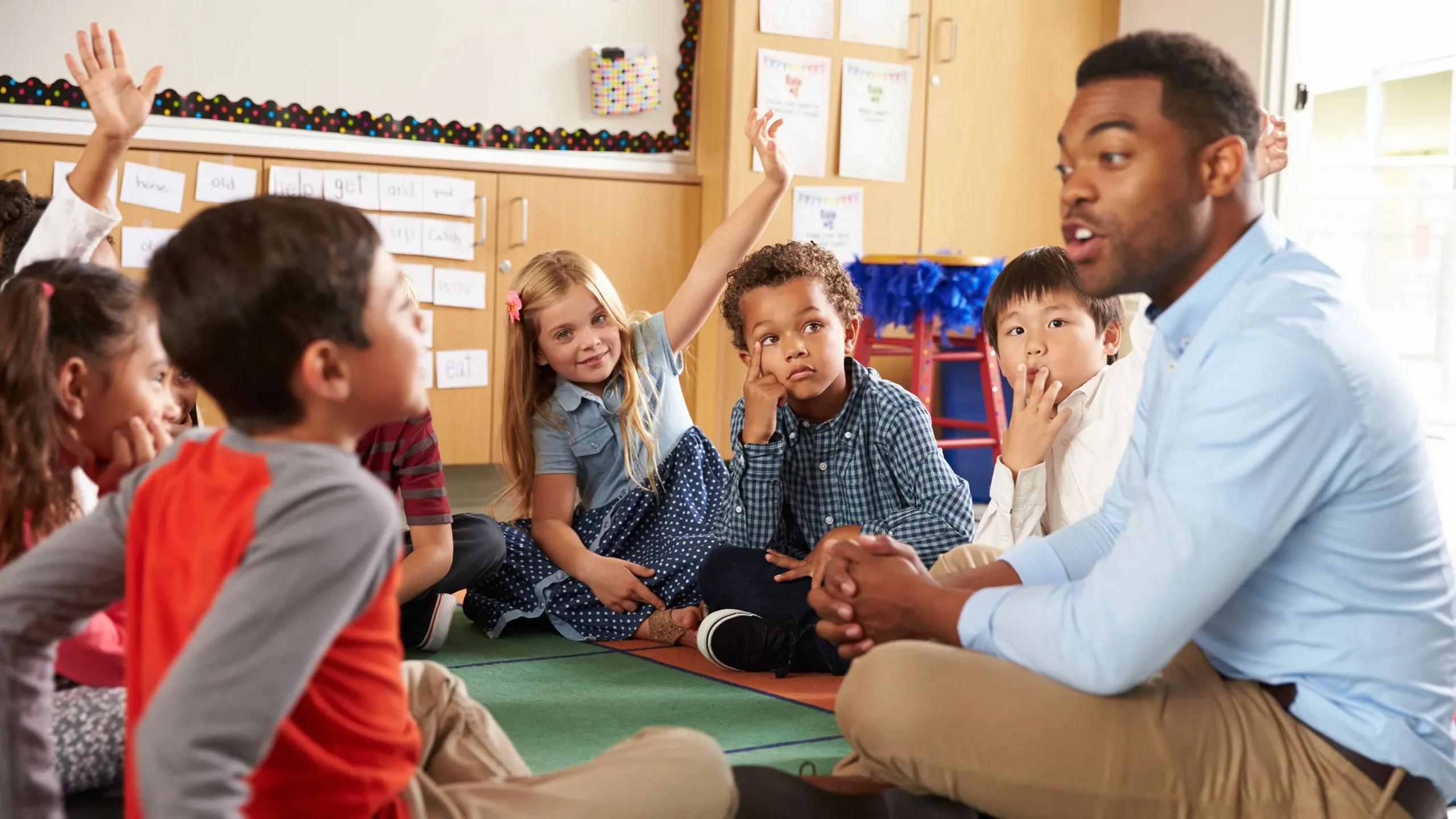 Teacher with students
